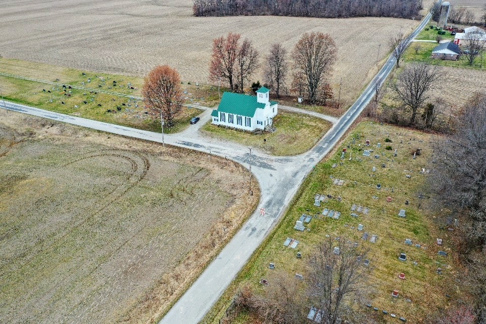 Van Cleve Community Church - Overhead Drone Photo